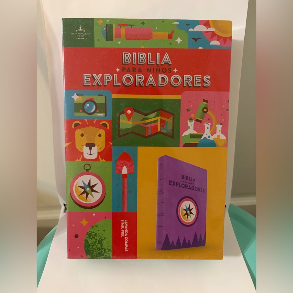 New Sealed Children’s Bible Purple Compass Imitation Leather  in Spanish